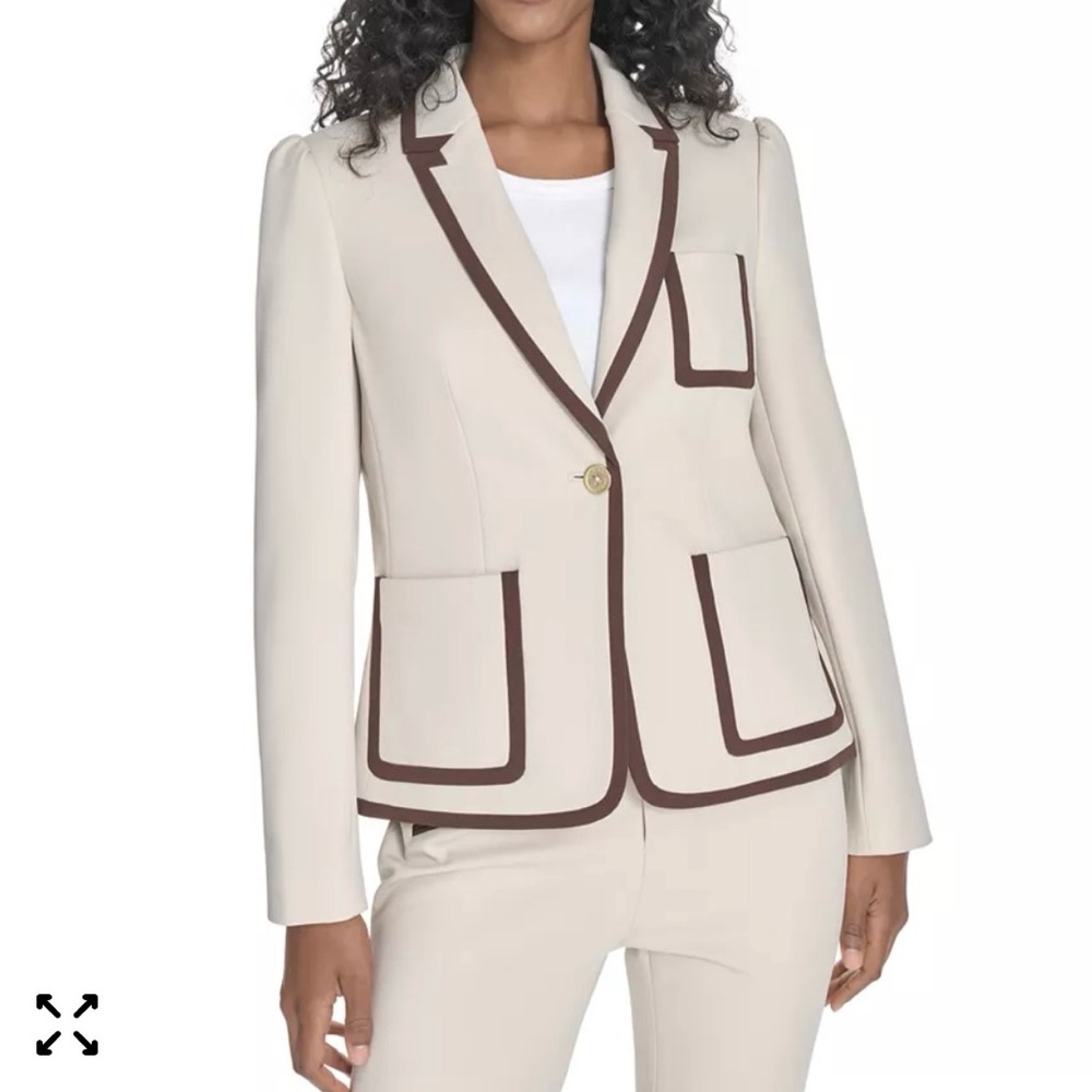 Tommy Hilfiger Cream Blazer with Brown Trim